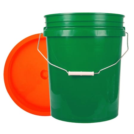 Bucket, 12 In H, Green And Orange
